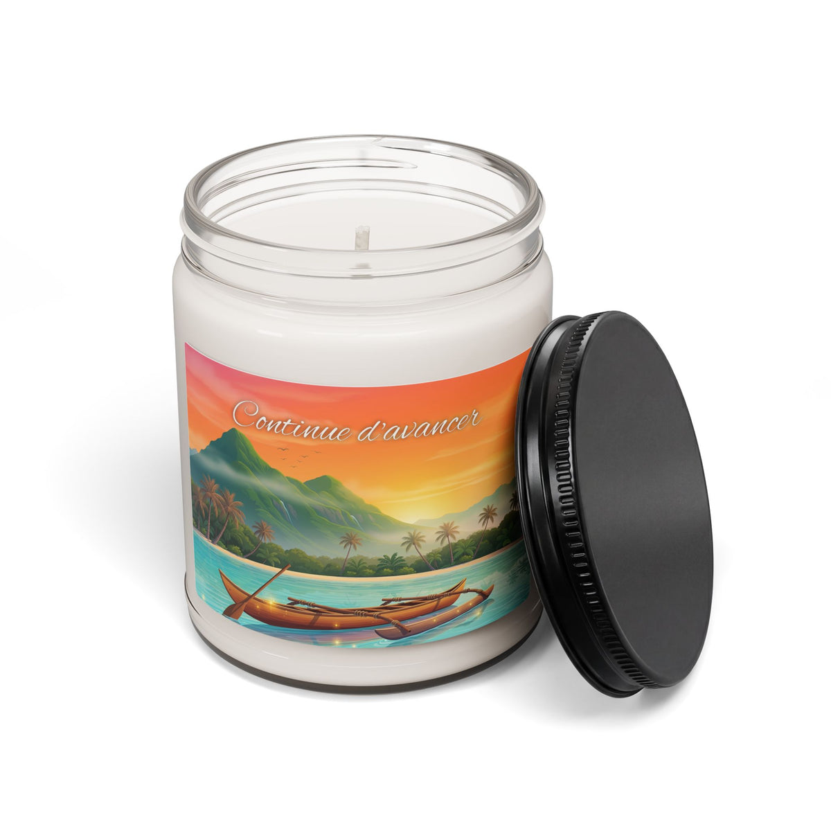 Tropical Sunset Soy Candle — 9oz Scented Jar (Relaxing Beach Aroma)