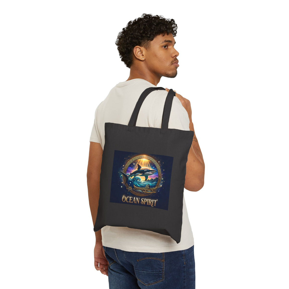 Act As Spirit Canvas Tote Bag — Spiritual Ocean Sunset Art Tote