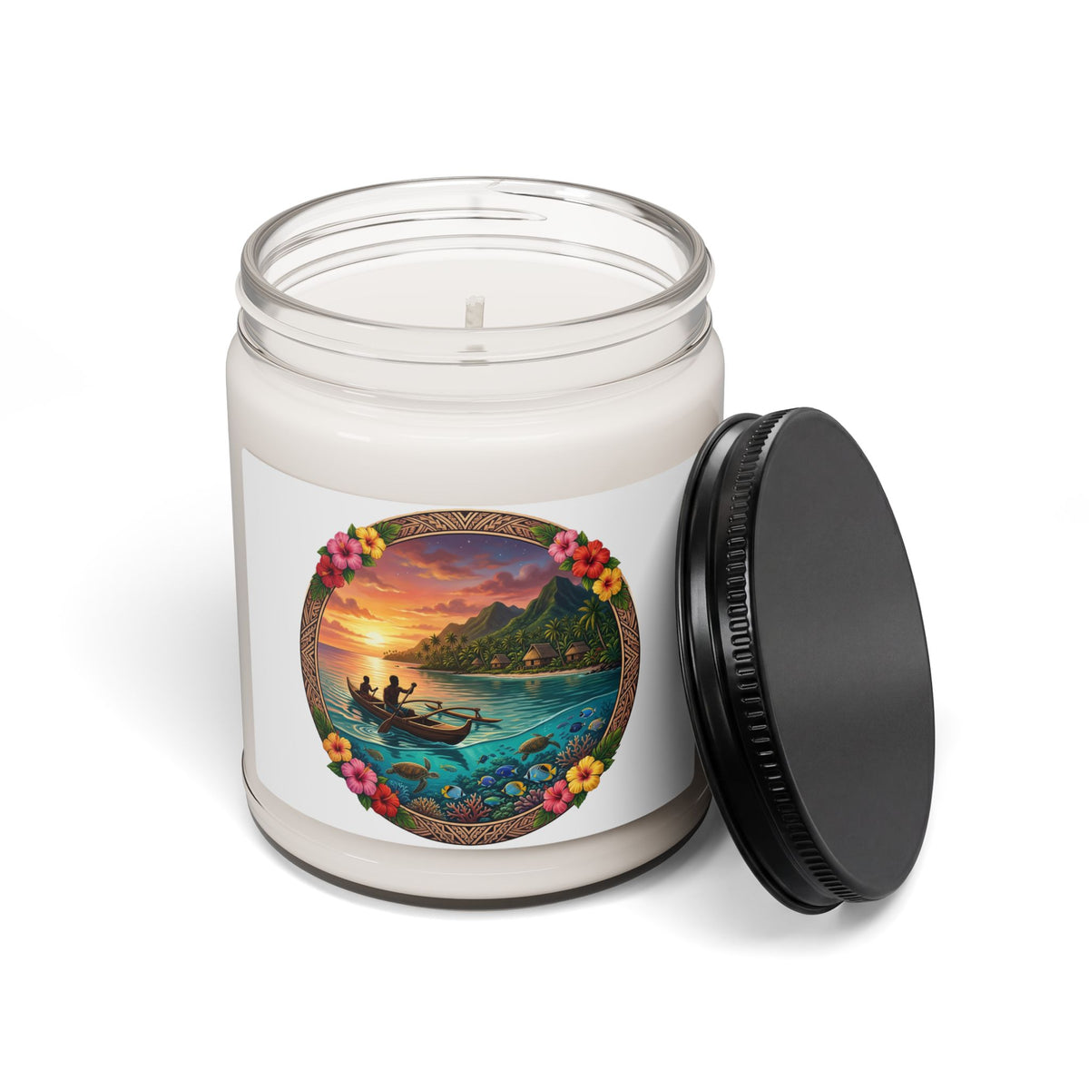 Tropical Sunset Soy Candle — 9oz Scented Jar (Hawaiian Beach Scenery)