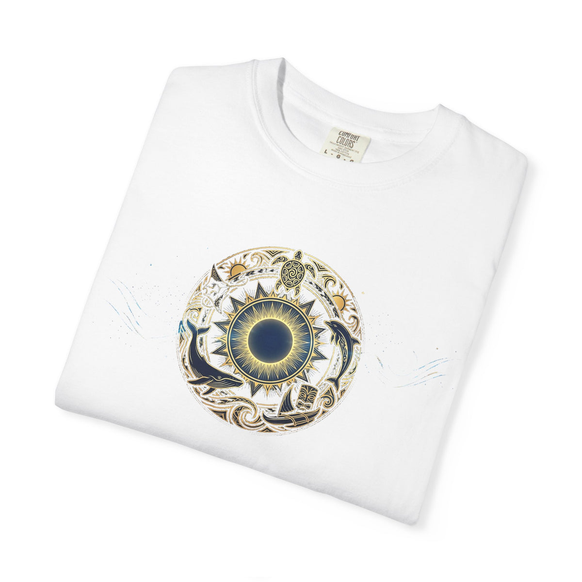 Mystic Ocean Compass T-Shirt — Nautical Mandala Sun & Sea Life Design