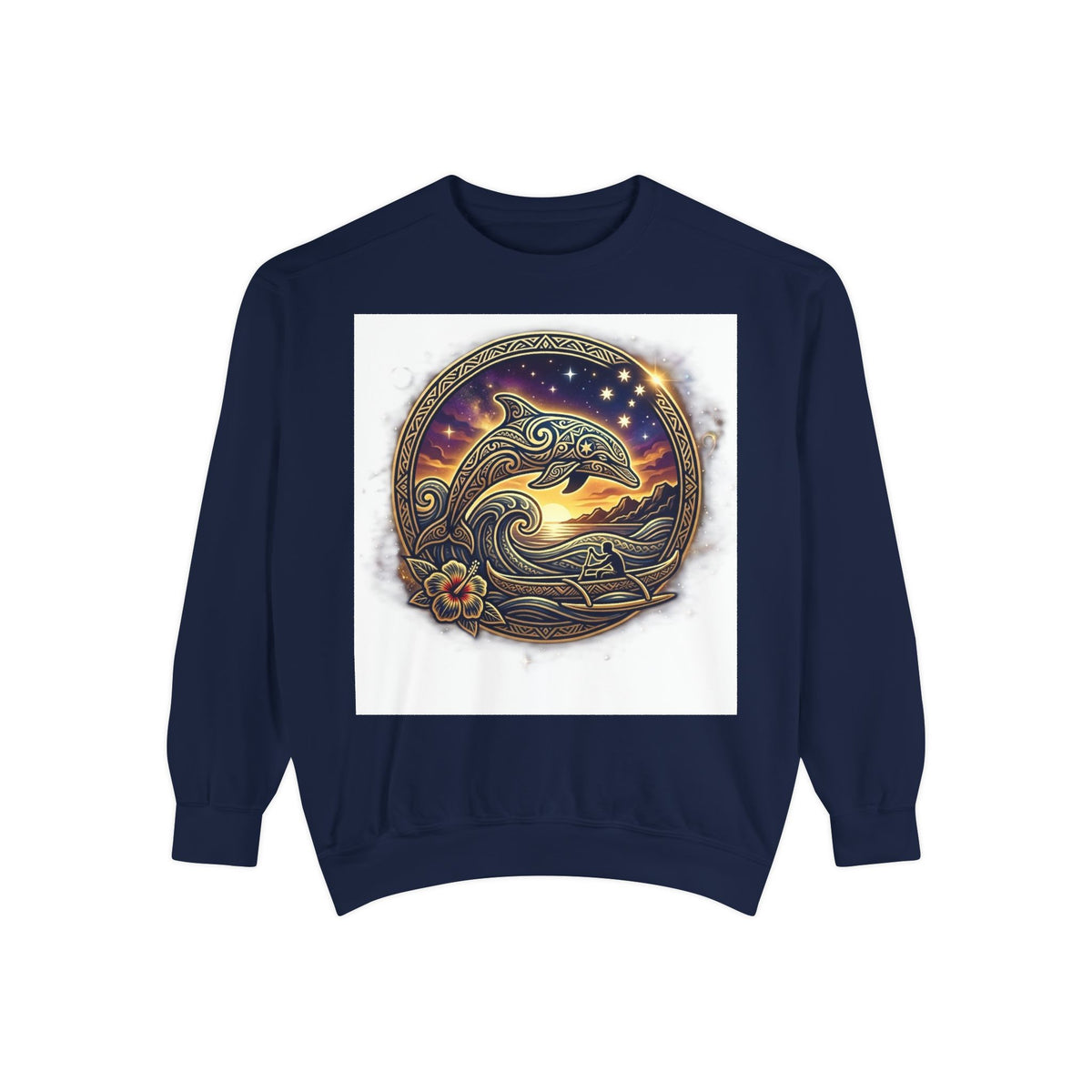 Dolphin Night Sky Sweatshirt — Nautical Boho Dolphin Crewneck