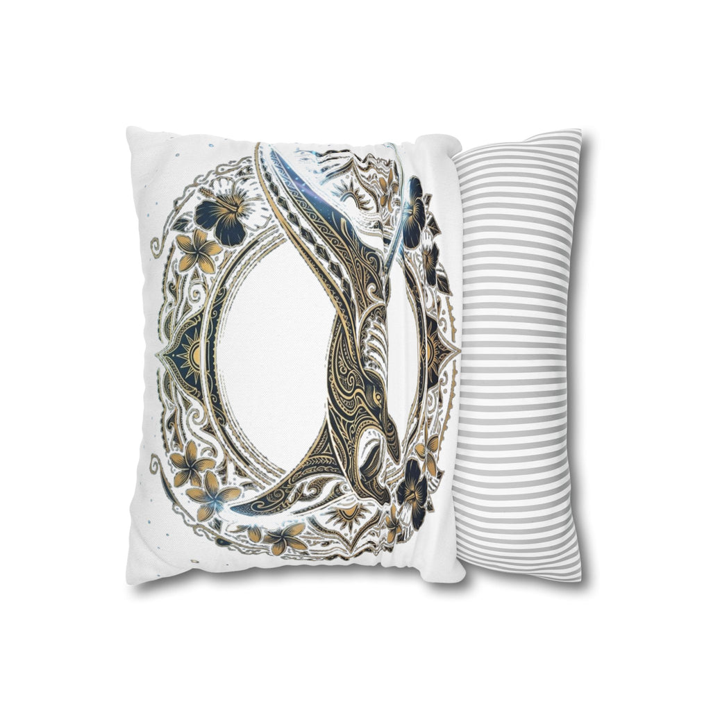 Manta Ray Wave Decorative Pillowcase — Nautical Tribal Manta Ray Throw Pillow Cover