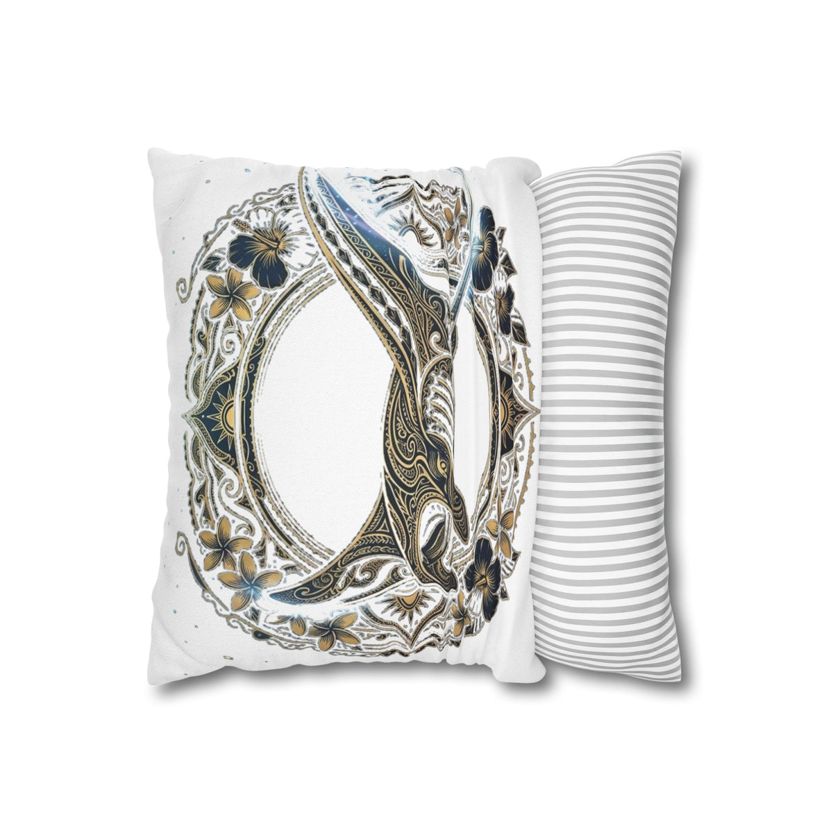 Manta Ray Wave Decorative Pillowcase — Nautical Tribal Manta Ray Throw Pillow Cover