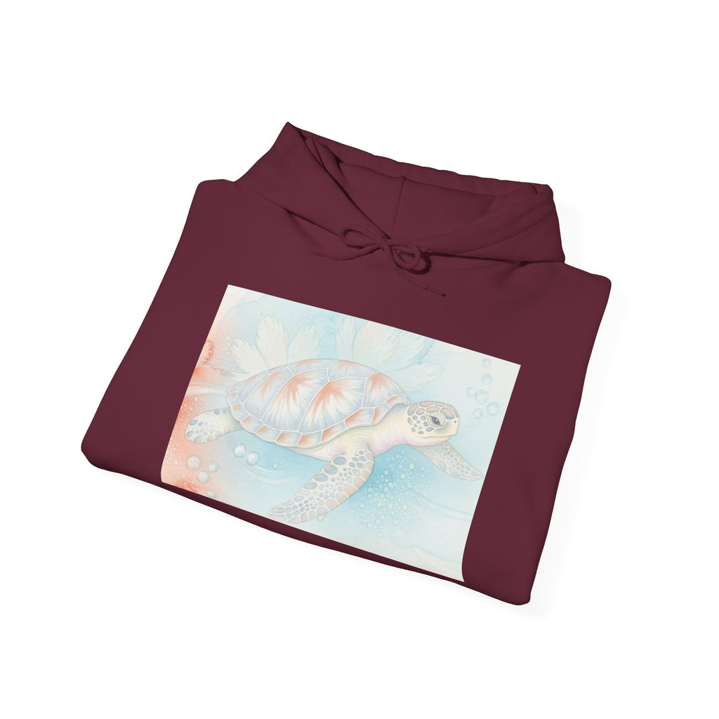 Sea Turtle Watercolor Hoodie — Pastel Ocean Turtle Pullover