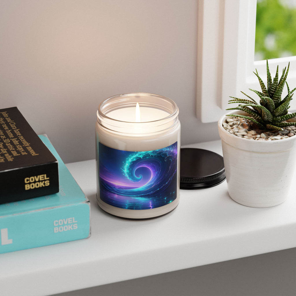 Soy Candle — Ocean Spiral Scented 9oz (Mystic Sea Breeze)