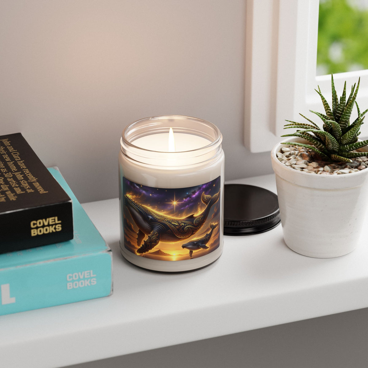 Whale Dreams Soy Candle — 9oz Scented Jar (Soothing Ocean & Starry Night Vibe)