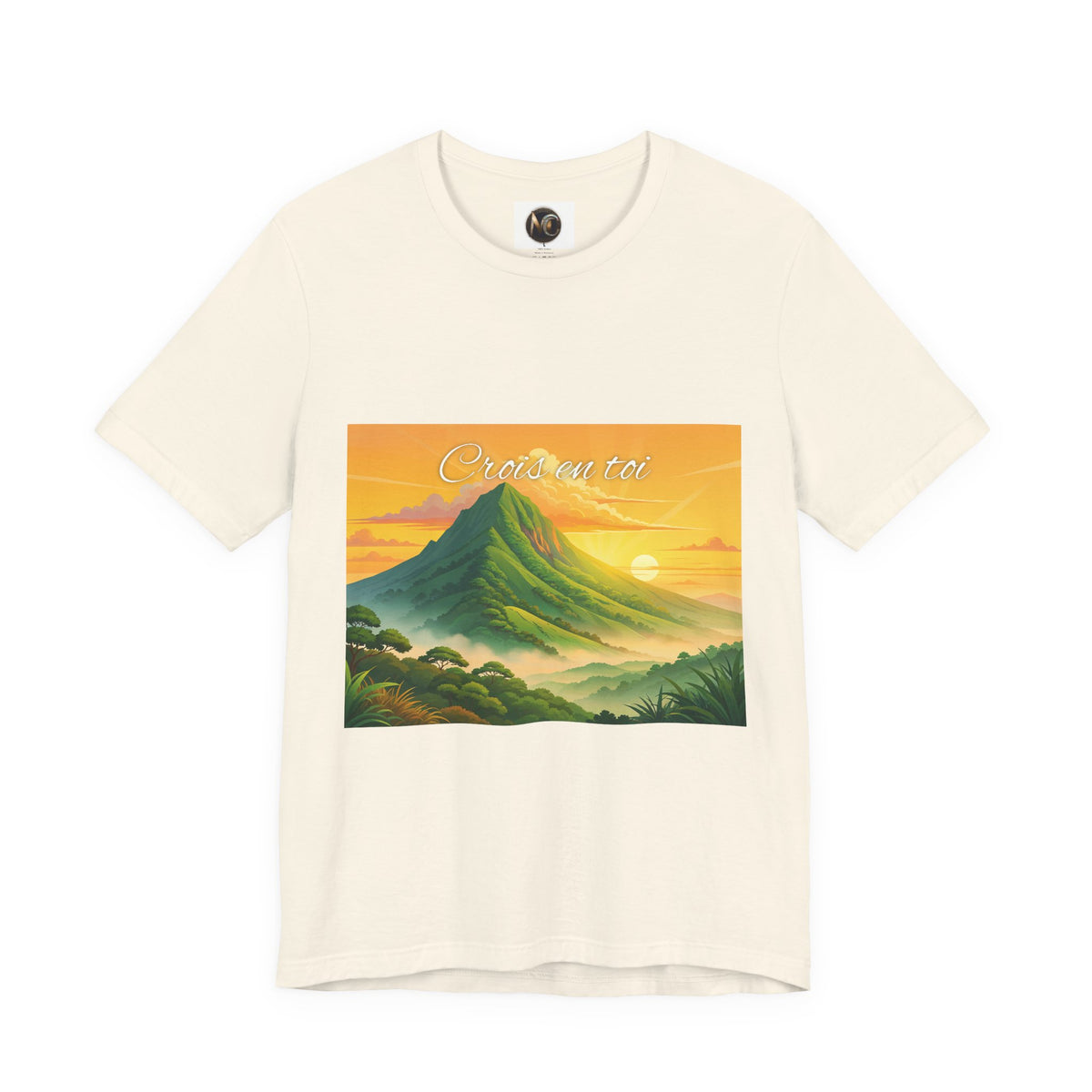 T-Shirt — Sunrise Mountain Landscape Tee with 'Oahu' Script