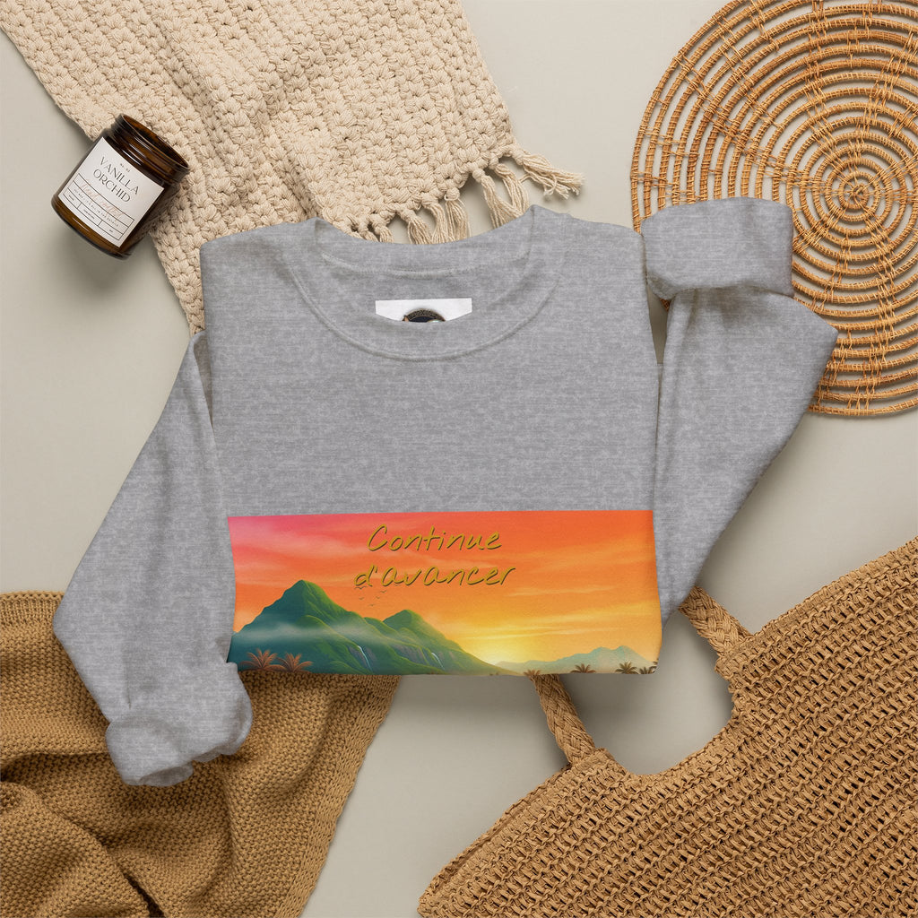 Tropical Sunset Crewneck Sweatshirt — Canoe on Calm Water Scenic Print