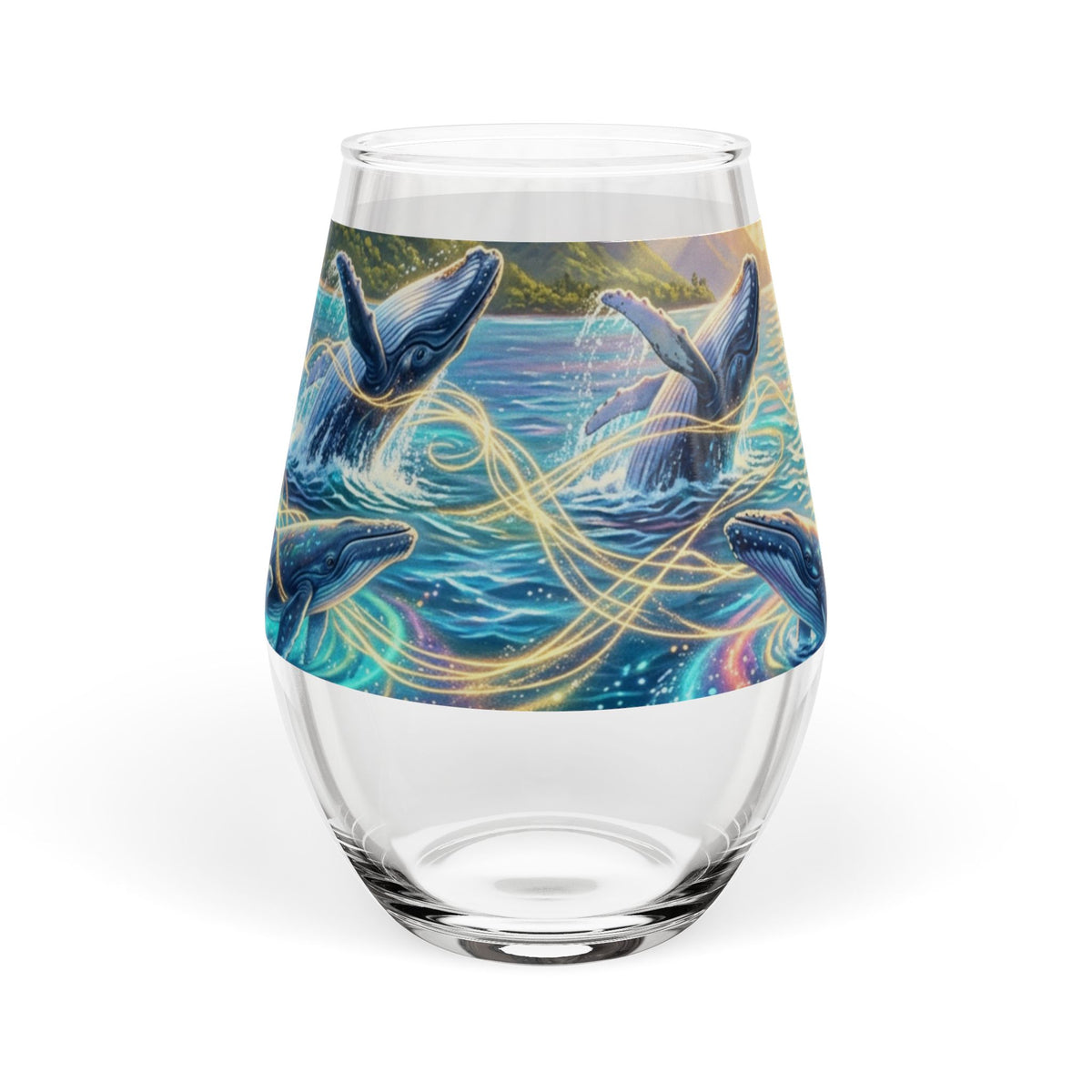 Whale Dance Stemless Wine Glass – Ocean Blue 11.75oz