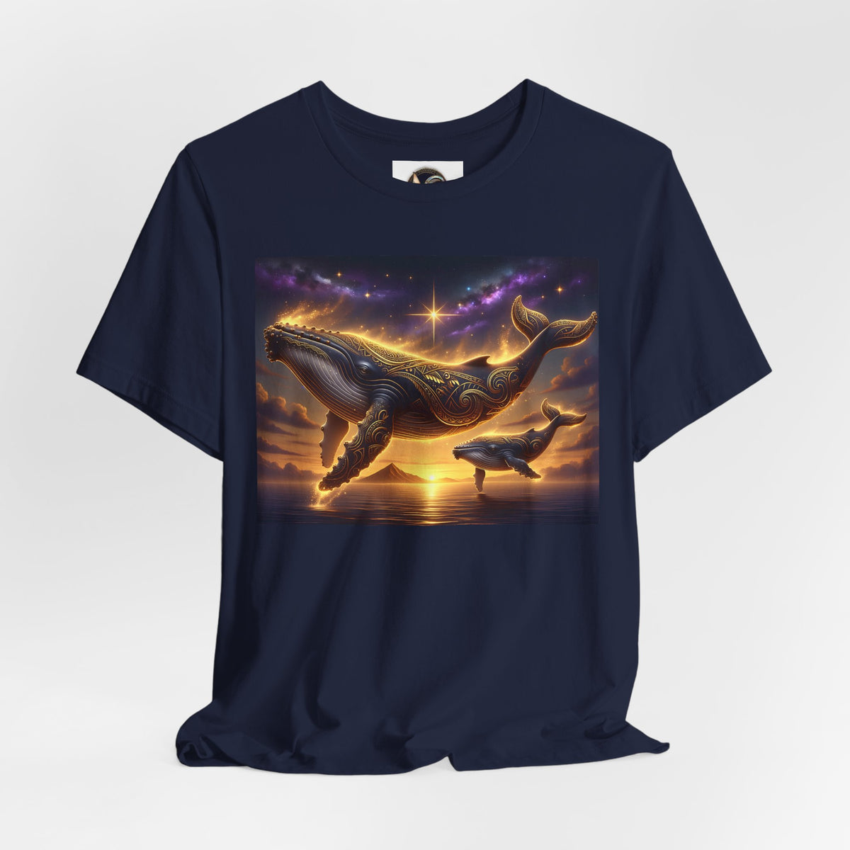 Sunset Whale Family T‑Shirt — Ocean Whale Scene Tee