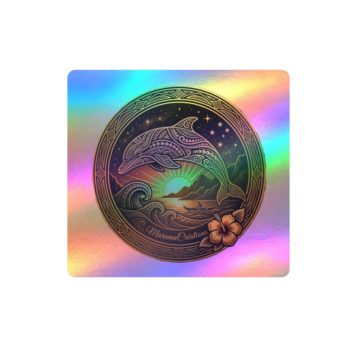 Dolphin Sunset Vinyl Decal — Tropical Ocean Kiss-Cut Sticker