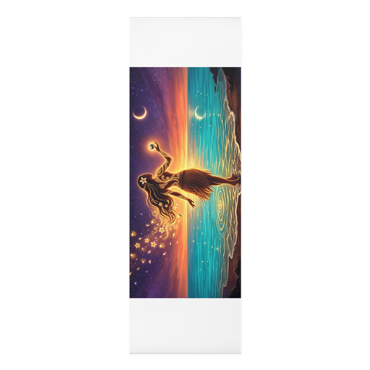 Celestial Pacific Woman Foam Yoga Mat — Sunset Ocean Meditation Mat