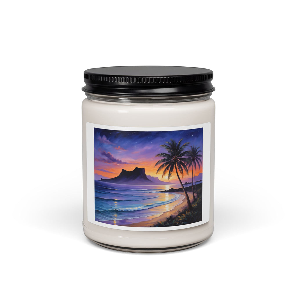Tropical Sunset Soy Candle — 9oz Scented Beach Candle (Palm Trees, Ocean Breeze)