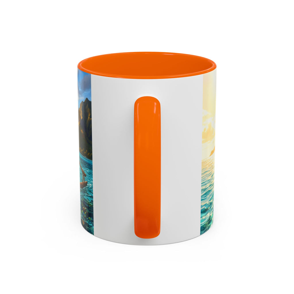Tropical Canoe Coffee Mug — Ocean Dolphin Sunrise Scenic Mug (11/15oz)