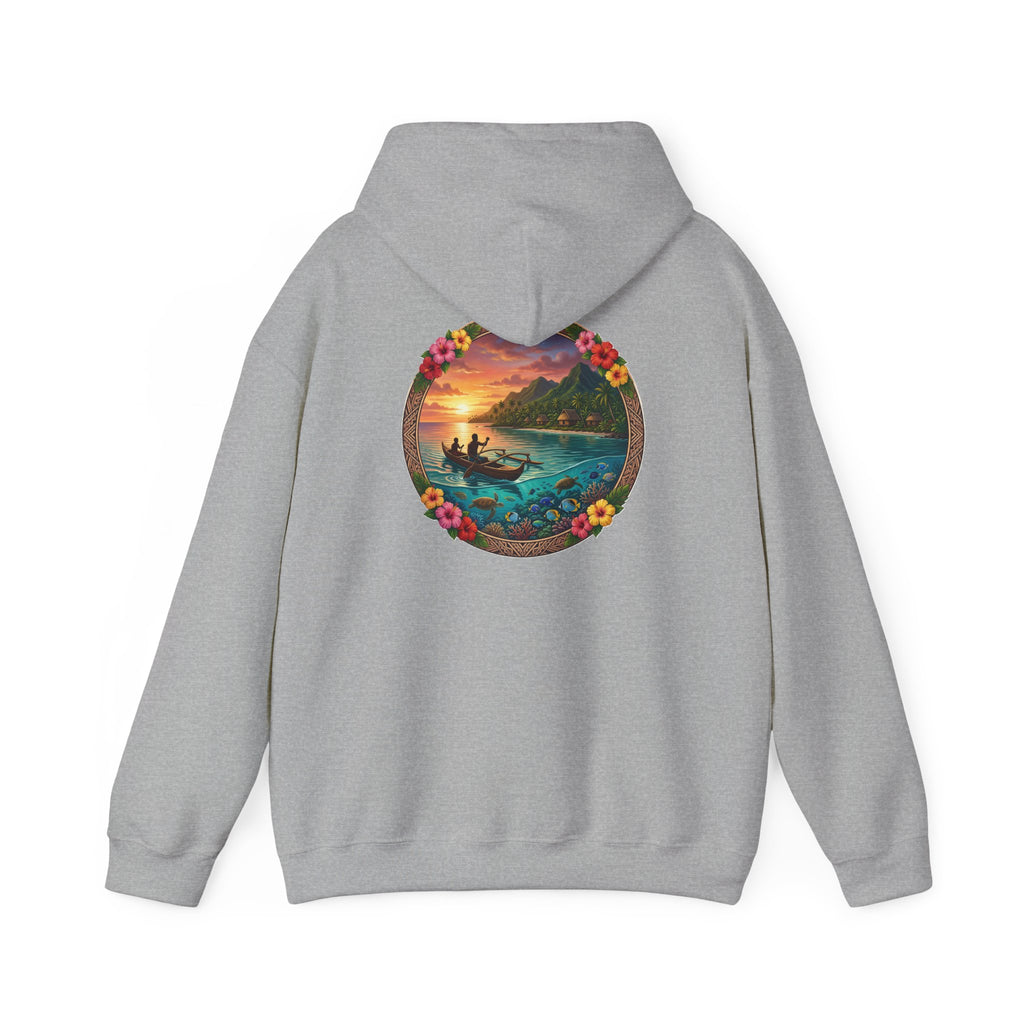Sunset Surf Hoodie — Tropical Beach Circle Graphic Sweatshirt