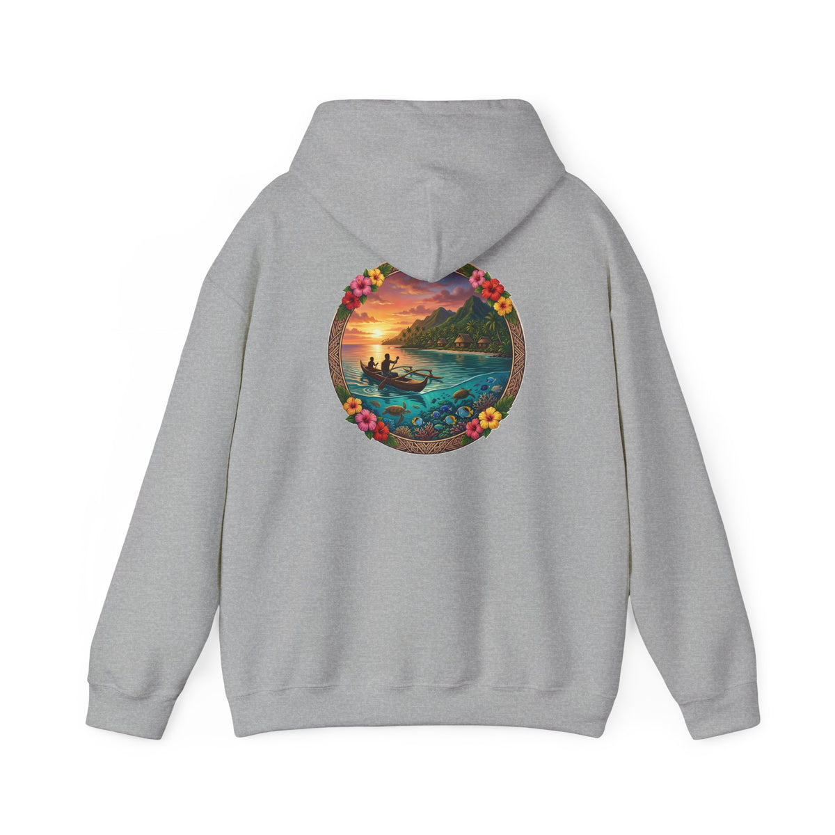 Sunset Surf Hoodie — Tropical Beach Circle Graphic Sweatshirt