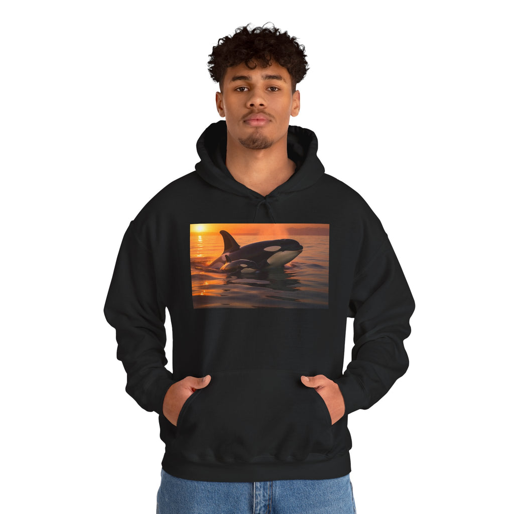 Orca Sunset Hoodie - Killer Whale Sunset Pullover for Marine Life Lovers