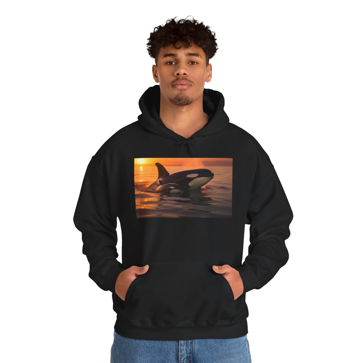 Orca Sunset Hoodie - Killer Whale Sunset Pullover for Marine Life Lovers