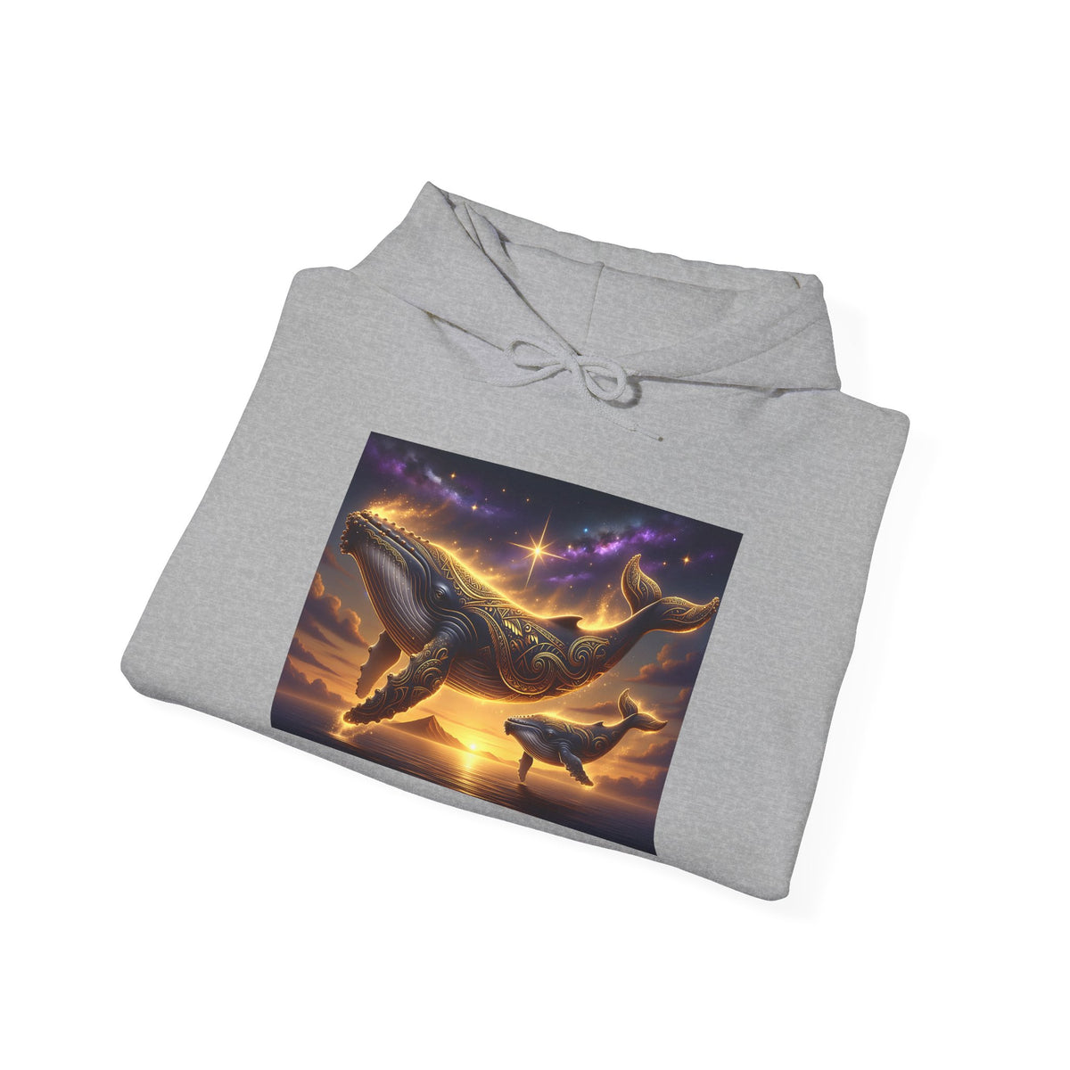 Sunset Whale Hoodie — Ocean Sunset Whale Art Pullover