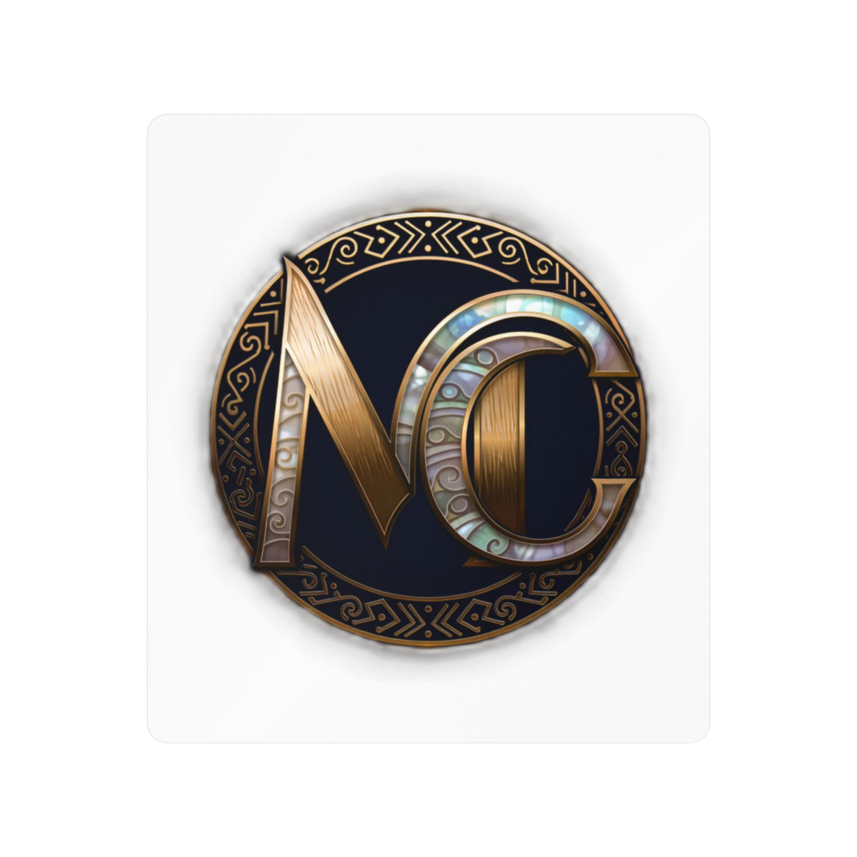 Monogram NC Gold Emblem Kiss-Cut Vinyl Sticker