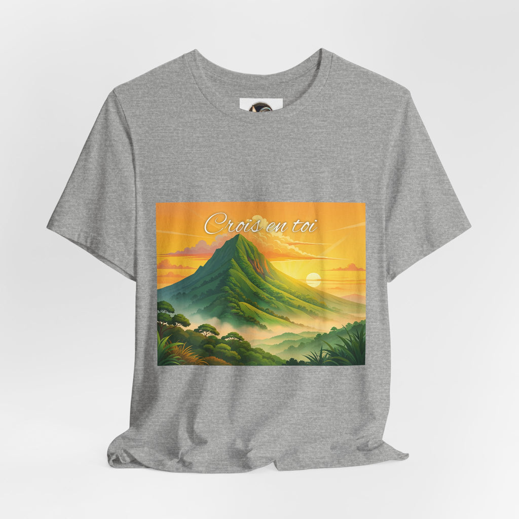 T-Shirt — Sunrise Mountain Landscape Tee with 'Oahu' Script