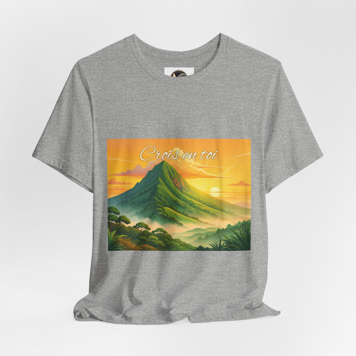 T-Shirt — Sunrise Mountain Landscape Tee with 'Oahu' Script