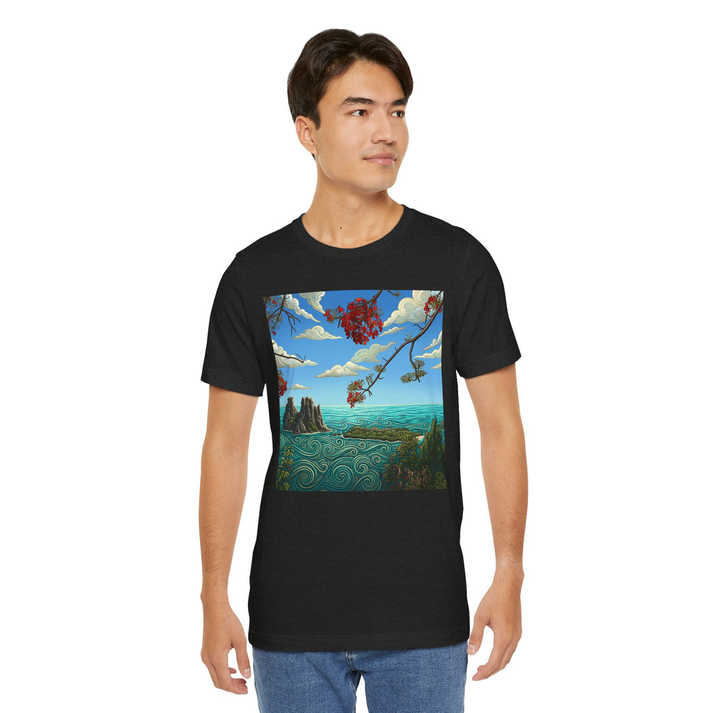 Surreal Beachscape Tee — Dreamy Sunset Ocean Art T-Shirt