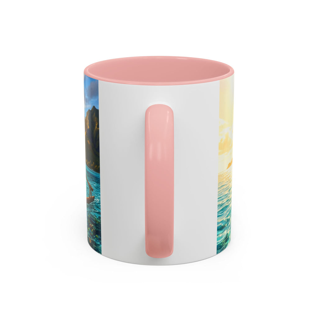 Tropical Canoe Coffee Mug — Ocean Dolphin Sunrise Scenic Mug (11/15oz)