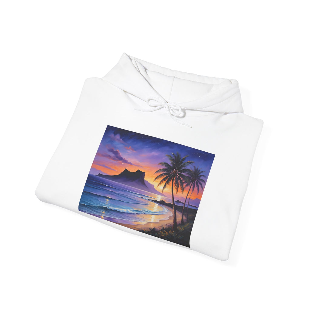 Sunset Beach Hoodie — Tropical Palm Sunrise Graphic Sweatshirt