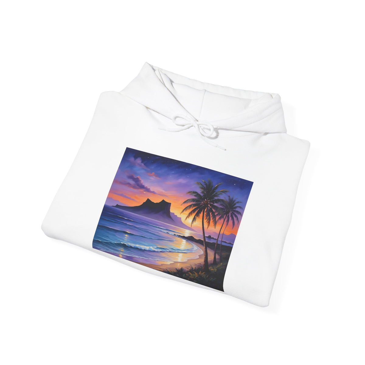 Sunset Beach Hoodie — Tropical Palm Sunrise Graphic Sweatshirt