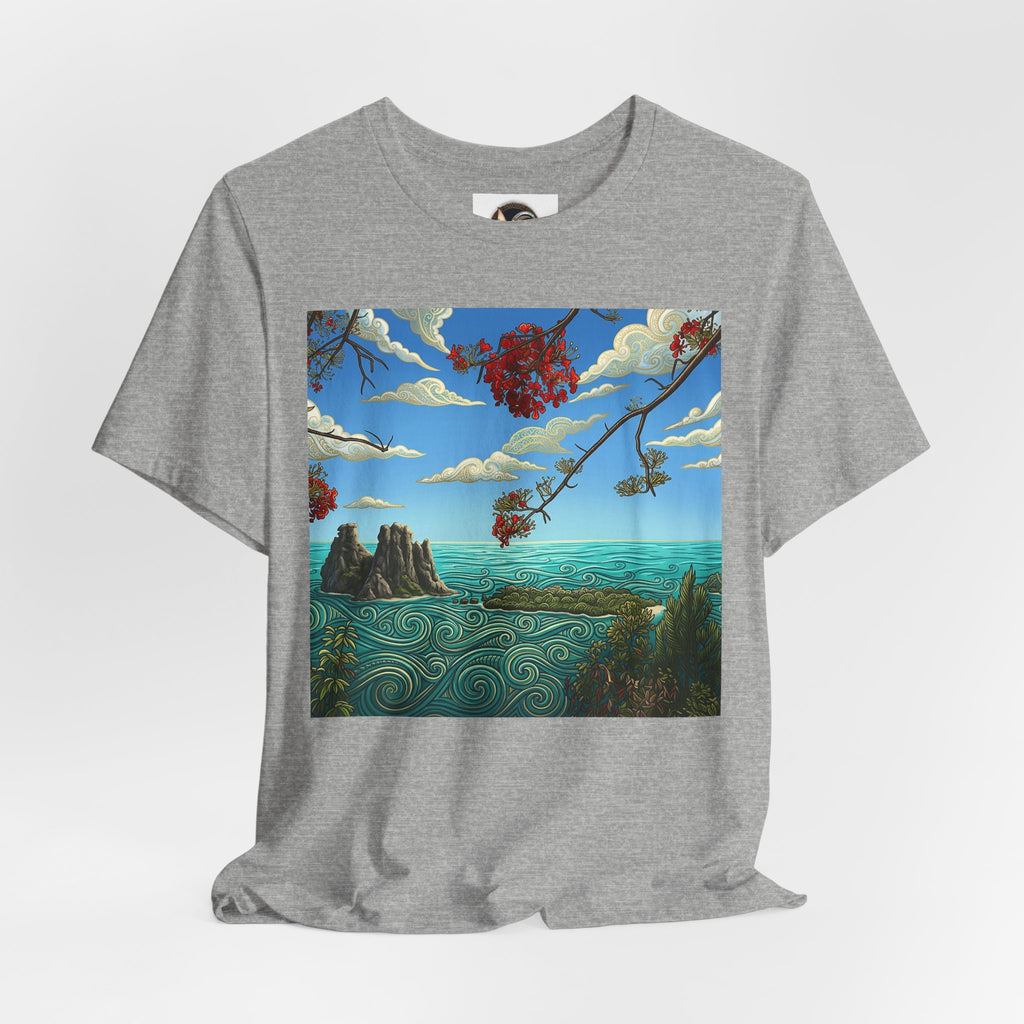Surreal Beachscape Tee — Dreamy Sunset Ocean Art T-Shirt