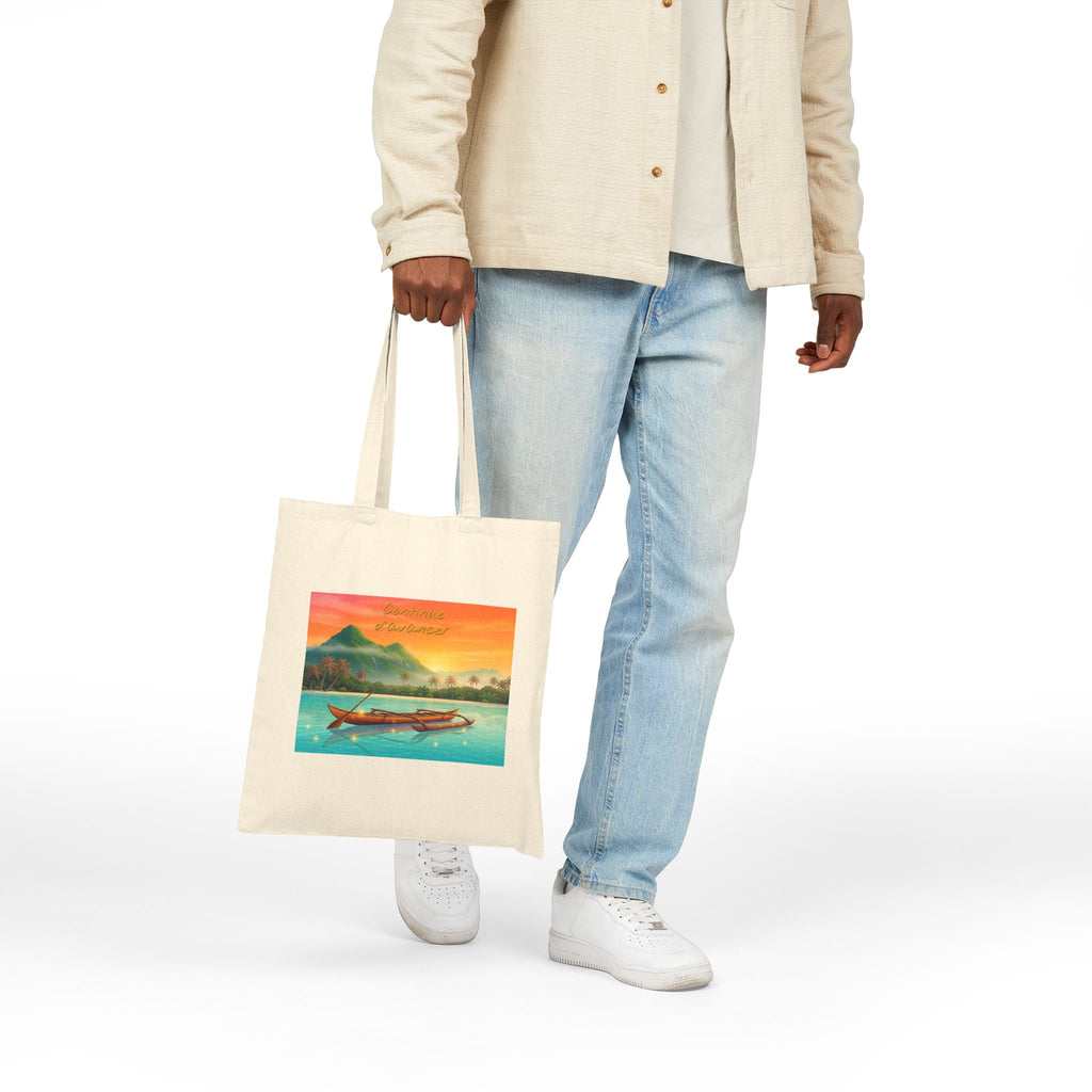 Tote Bag — Tropical Sunset Boat Canvas Tote
