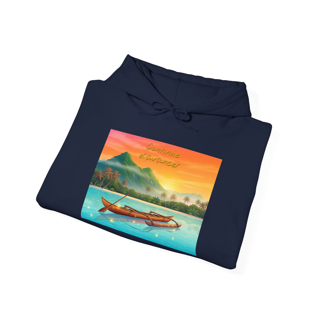 Tropical Sunset Hoodie — Scenic Boat & Island Print