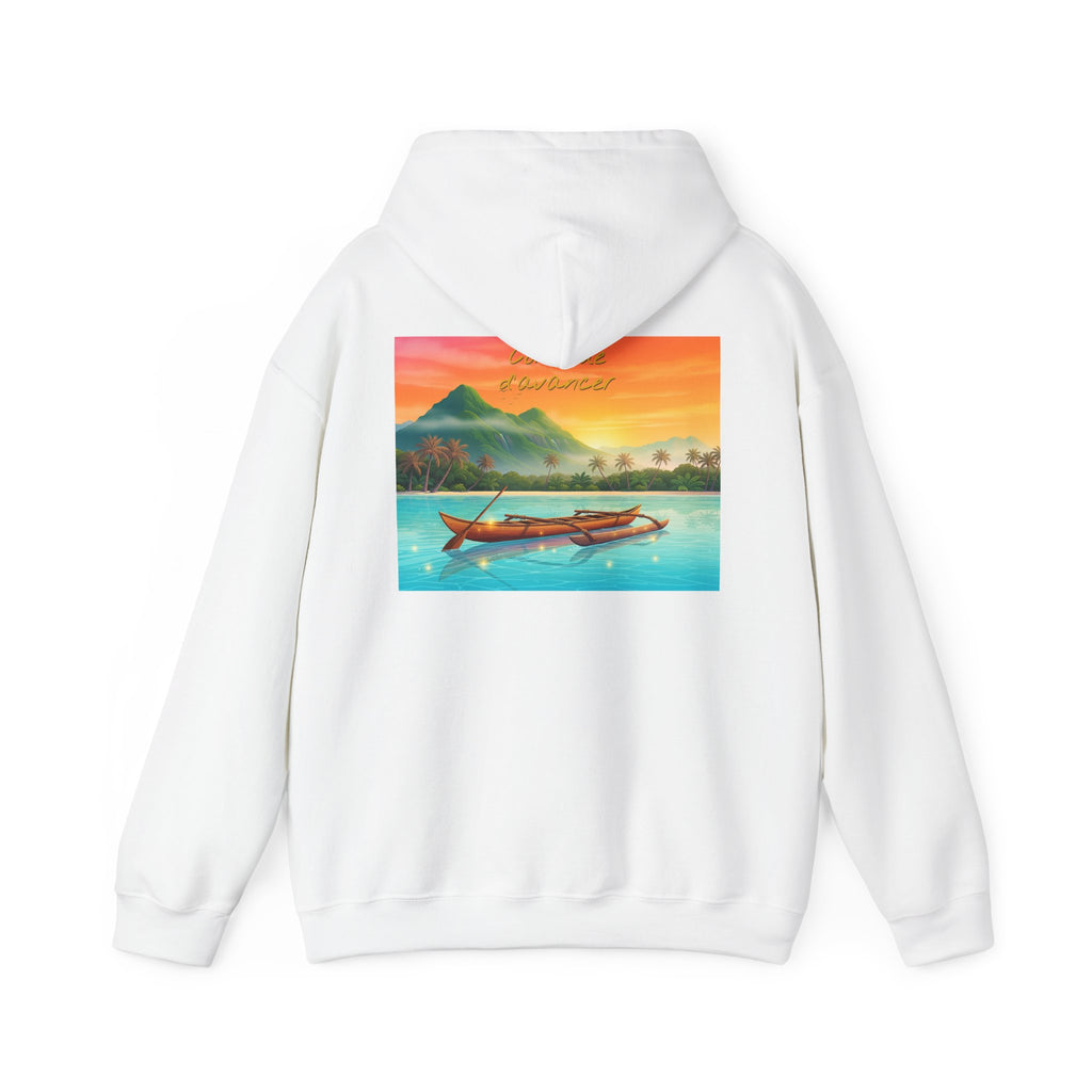 Tropical Sunset Hoodie — Scenic Boat & Island Print