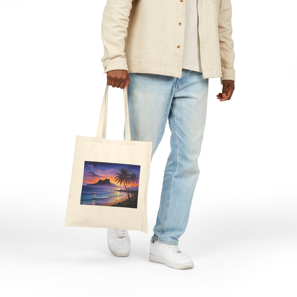 Tote Bag - Tropical Sunset Beach Scene Canvas Tote