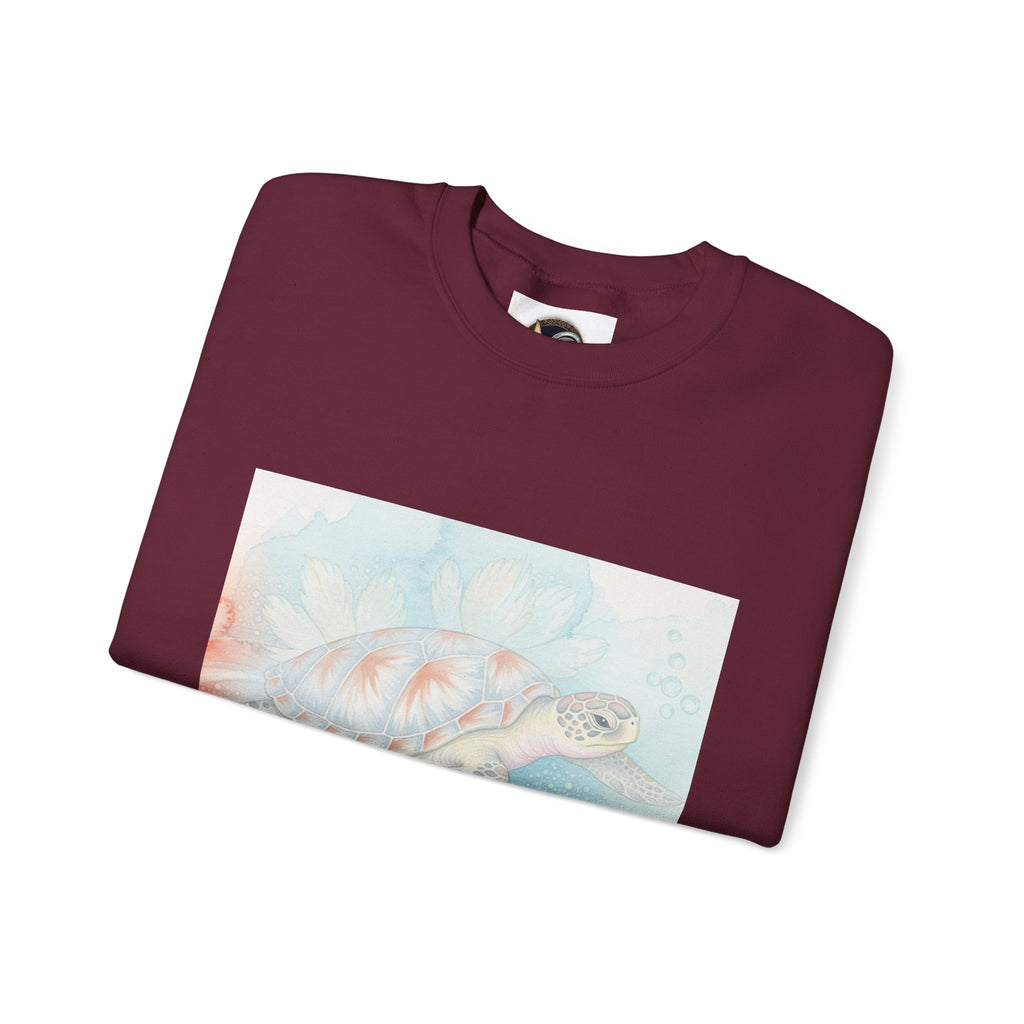 Sea Turtle Art Crewneck Sweatshirt — Watercolor Ocean Turtle Graphic