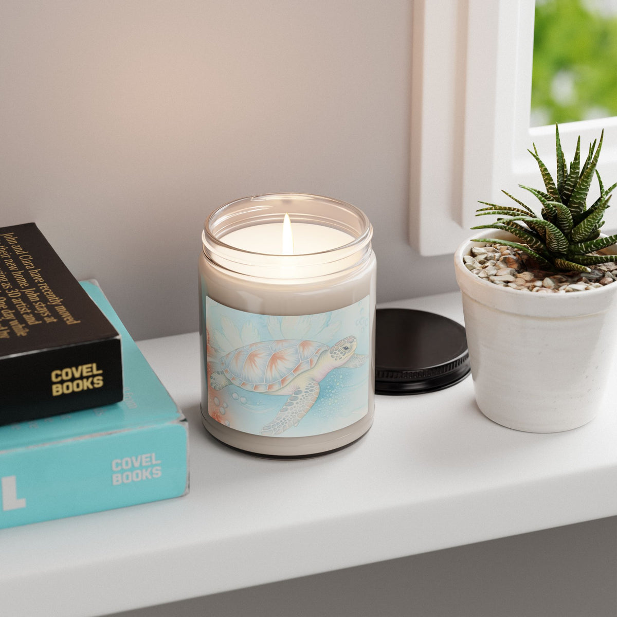 Sea Turtle Scented Soy Candle — 9oz Coastal Aromatherapy Candle (Ocean Breeze)