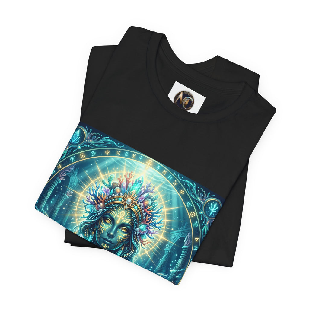 Mystic Goddess Art Tee — Celestial Blue Spiritual Graphic T-Shirt