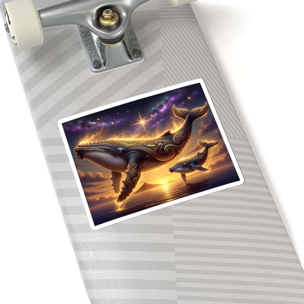 Mystic Whale Sunset Sticker — Astral Ocean Kiss-Cut Vinyl