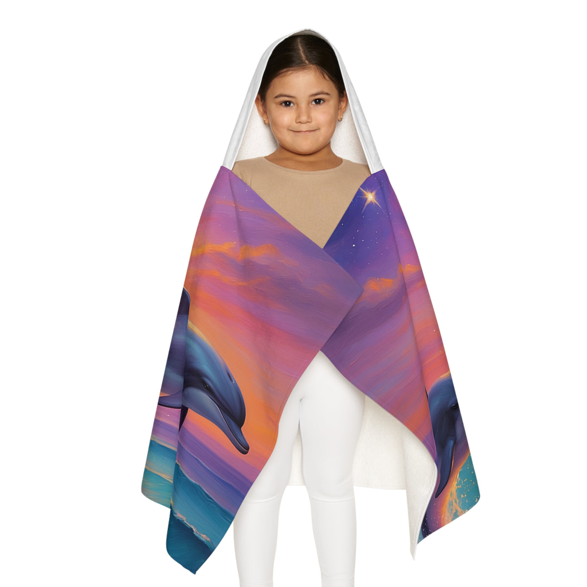 Dolphin Sunset Youth Hooded Towel