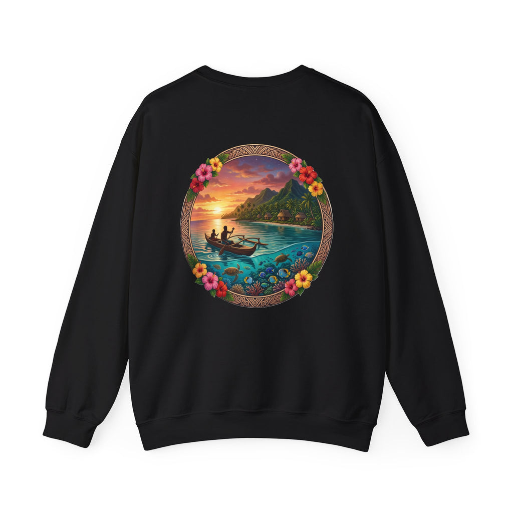 Sunset Island Crewneck Sweatshirt — Tropical Ocean Scenic Graphic