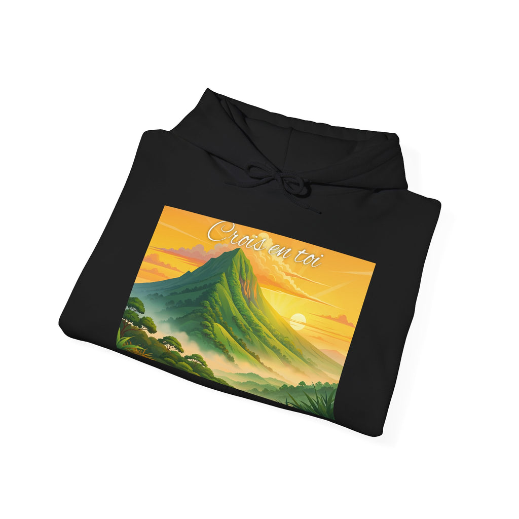 Sunset Mountain Hoodie - Serene Landscape Graphic Sweatshirt