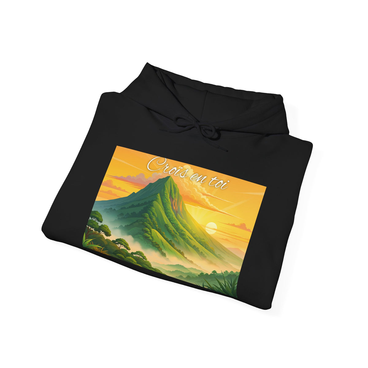Sunset Mountain Hoodie - Serene Landscape Graphic Sweatshirt