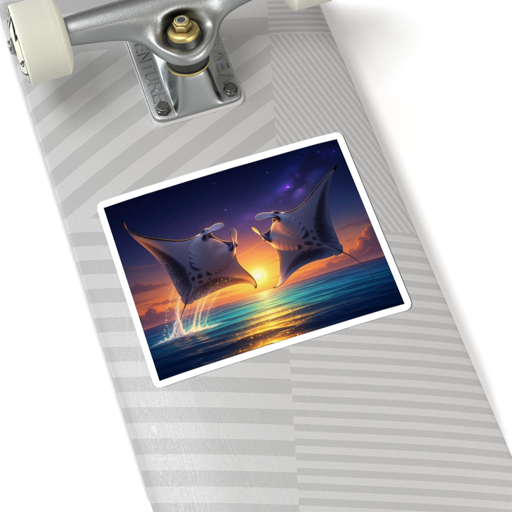 Manta Ray Sunset Sticker — Ocean Lovers Kiss-Cut Decal