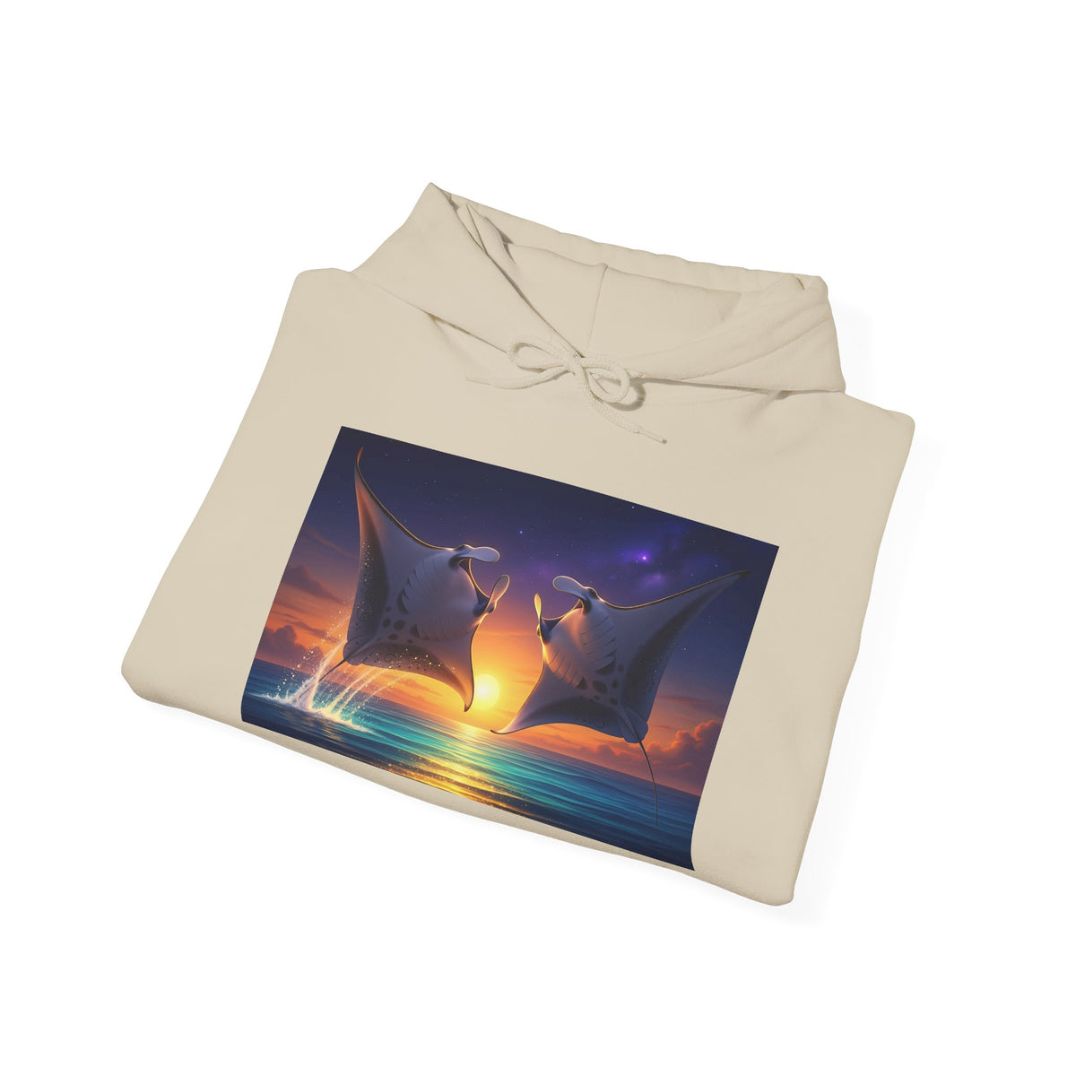 Sunset Dolphin Heart Hoodie — Romantic Ocean Whale Silhouette Pullover