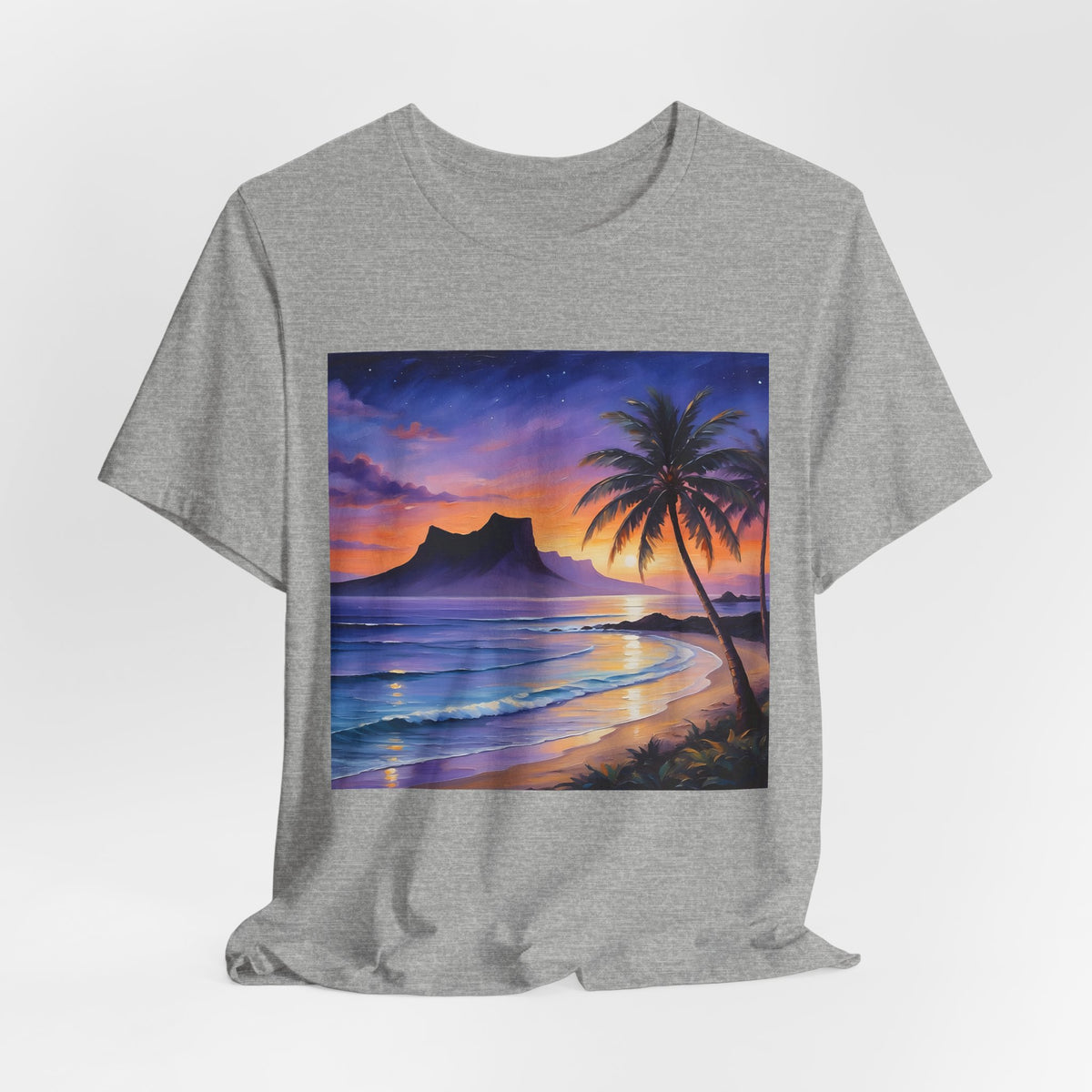 Sunset Beach Palm T-Shirt — Tropical Island Sunset Graphic Tee