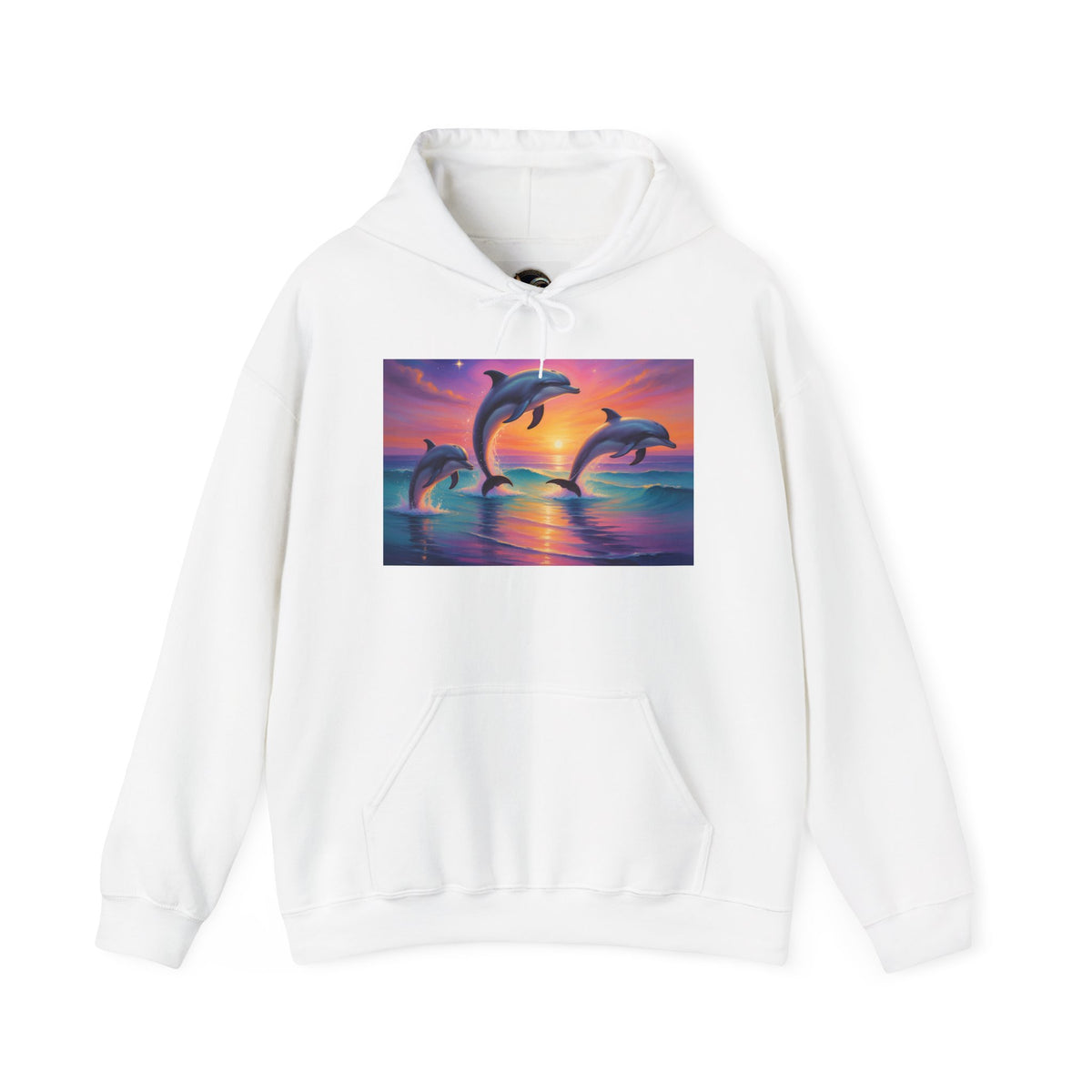 Dolphin Sunset Hoodie — Tropical Ocean Sunset Dolphin Graphic Sweatshirt