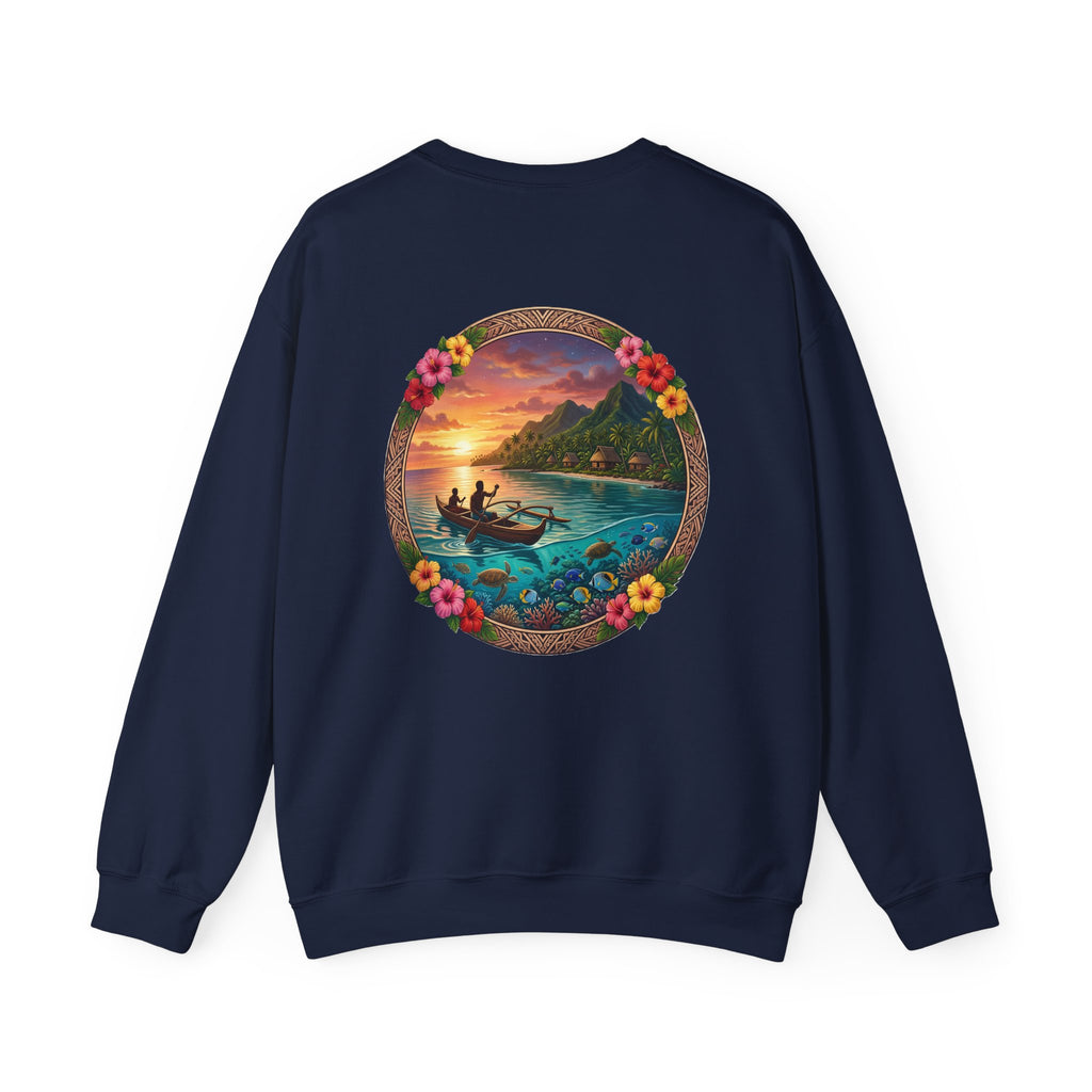 Sunset Island Crewneck Sweatshirt — Tropical Ocean Scenic Graphic
