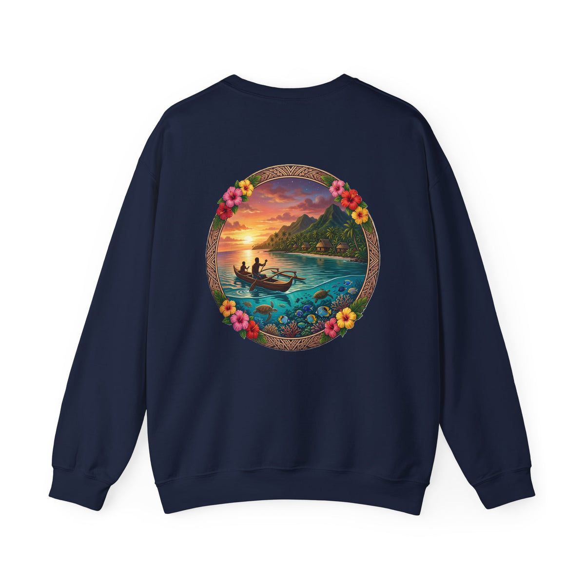 Sunset Island Crewneck Sweatshirt — Tropical Ocean Scenic Graphic