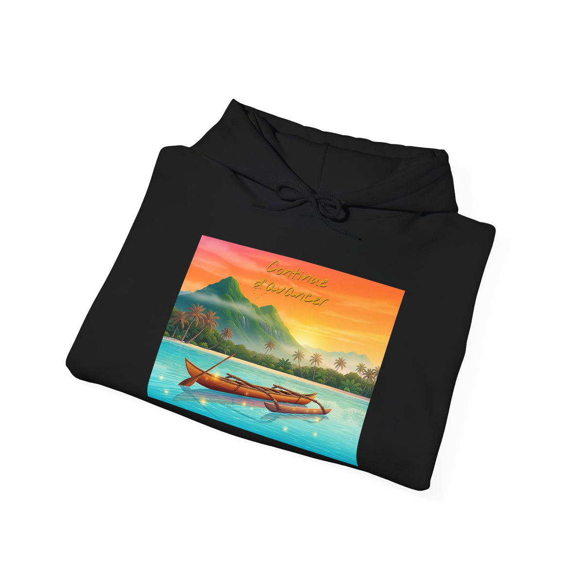 Tropical Sunset Hoodie — Scenic Boat & Island Print
